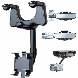 Retractable Car Rear View Mirror Phone Holder